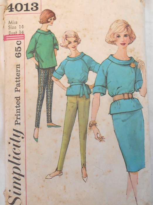 VINTAGE SIMPLICITY 4013 TOP-PANTS-SKIRT SIZE 14 BUST 34-COMPLETE