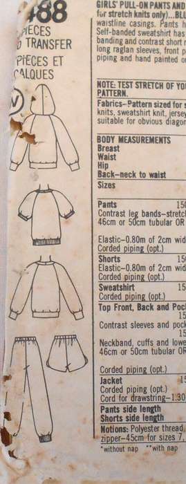 SIMPLICITY 5488 KID HOODIE-PULL ON PANTS & SHORTS-PULLOVER SWEATSHIRT SIZE L 12-14 YRS-COMPLETE-F/F