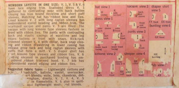 VINTAGE SIMPLICITY 8066 NEWBORN LAYETTE ONE SIZE COMPLETE-KIMONO CUT IN NEWSPAPER