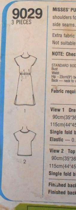 SIMPLICITY 9029 PULLOVER DRESS OR TOP SIZE SMALL 10 - 12 COMPLETE