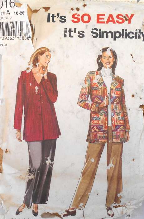 SIMPLICITY 9165 PANTS &TOP SIZE 10-20 COMPLETE-CUT TO 20-PK WORN-ZIPLOC