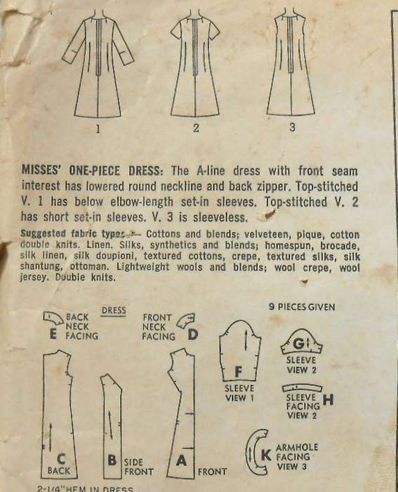 SIMPLICITY 6782 ONE PIECE DRESS SIZE 14 BUST 14 COMPLETE-ZIPLOC