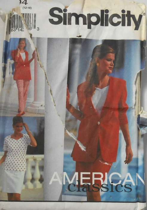 SIMPLICITY 8494 PANTS-SKIRT-TOP-UNLINED JACKET SIZE 12-16 COMPLETE-UNCUT-F/FOLDED-ZIPLOC