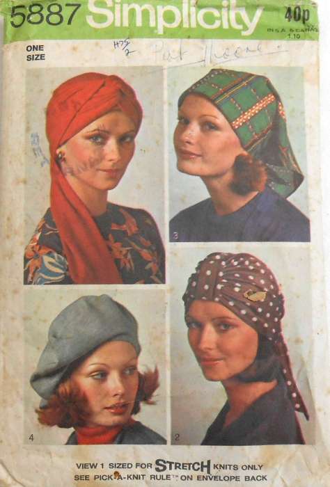 SIMPLICITY 5887 TURBANS-BERET-SCARF HAT ONE SIZE COMPLETE