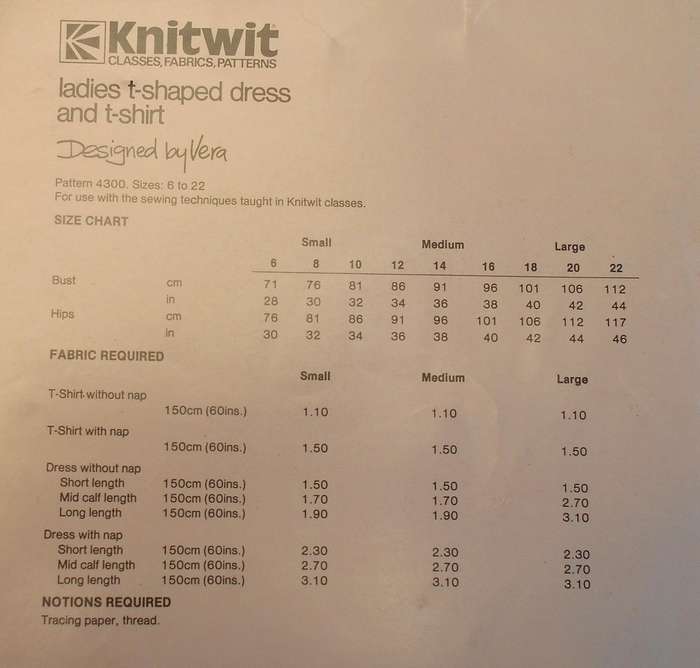 KNITWIT 4300 LADIES T-SHAPED DRESS & T-SHIRT SIZES 6-22