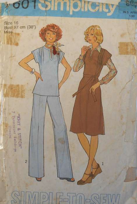 SIMPLICITY 7501 PULLOVER DRESS-PINAFORE-TOP-PANTS SIZE 16 BUST 97 CM COMPLETE