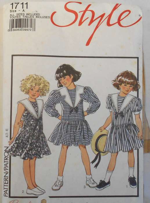 STYLE 1711 GIRLS SAILOR DRESSES SIZE 2-8 YEARS COMPLETE-CUT TO 8