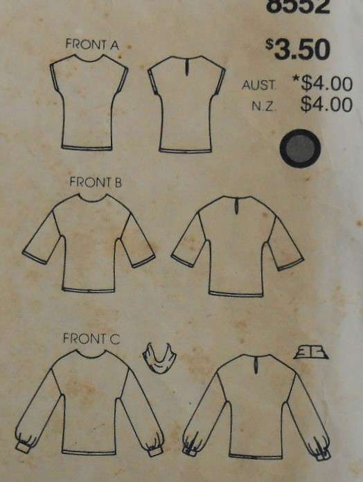 VOGUE 8552 SET OF BLOUSES SIZE 14-16-18 COMPLETE-CUT TO 16