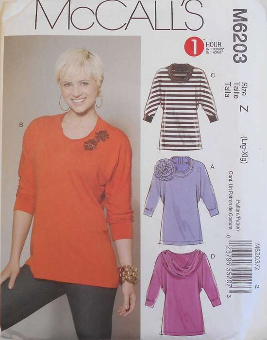 McCALLS M6203 TUNICS SIZE L-XL (16-22)-COMPLETE-UNCUT-F/FOLDED