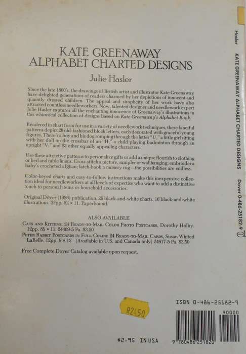 KATE GREENWAY-ALPHABET CHARTED DESIGNS-JULIE HASKER-36 PAGE SOFT COVER