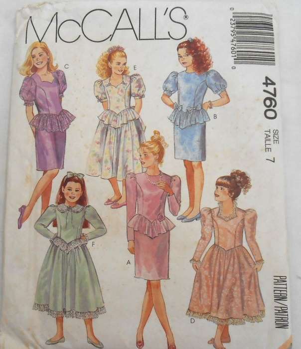 McCALLS 4760 GIRLS DRESS & FLOWER SIZE 7 YEARS COMPLETE-UNCUT-F/FOLDED