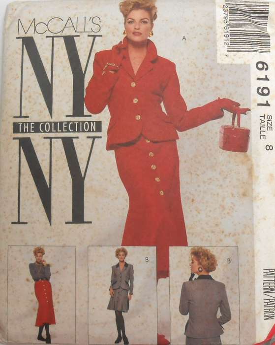 McCALLS 6191 LINED JACKET & SKIRTS IN 2 LENGTHS SIZE 8 COMPLETE-UNCUT-F/FOLDED