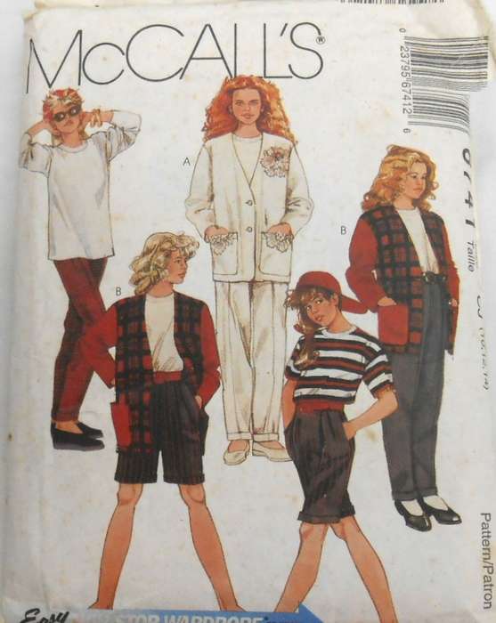 McCALLS 6741 GIRLS UNLINED JACKET-T SHIRT-PANTS-SHORTS SIZE 10-12-14 YEARS COMPLETE-MOSTLY CUT TO 14