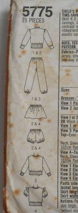 SIMPLICITY 5775 GIRLS PULL ON PANTS-MINI SKIRT-PANTIES-PULLOVER TOP-JACKET SIZE 5-6 YRS-COMPLETE