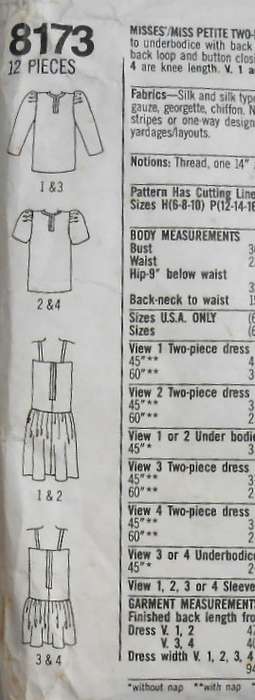 SIMPLICITY 8173 TWO PIECE DRESS SIZE 12-16 COMPLETE CUT TO 16