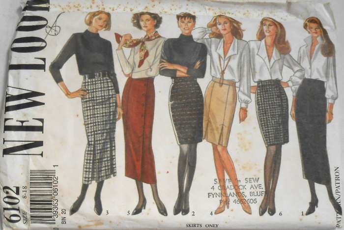 NEW LOOK PATTERNS 6102 SET OF SKIRTS SIZES 8-18 COMPLETE-UNCUT-F/FOLDED