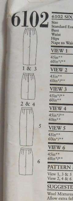 NEW LOOK PATTERNS 6102 SET OF SKIRTS SIZES 8-18 COMPLETE-UNCUT-F/FOLDED