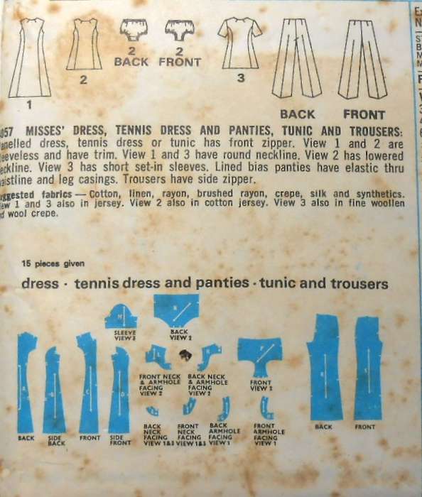 VINTAGE STYLE 4057 DRESS-TENNIS DRESS-PANTIES-TUNIC-PANTS SIZE 14 BUST 36 COMPLETE (ONLY DRESS CUT)