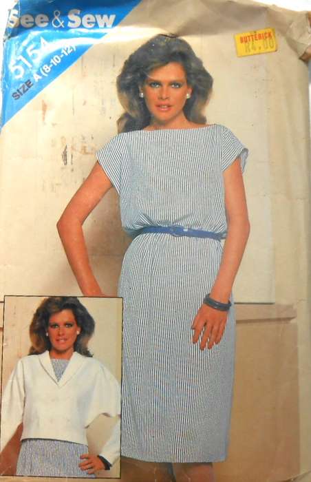 BUTTERICK 5154 LOOSE FITTING JACKET & DRESS SIZE 8-10-12 COMPLETE-UNCUT-F/FOLDED