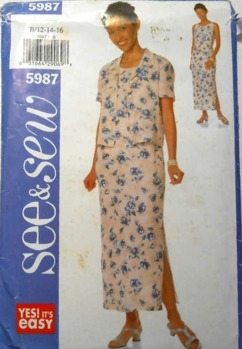 BUTTERICK 5987 TOP & DRESS SIZE 12-14-16 COMPLETE CUT TO 16