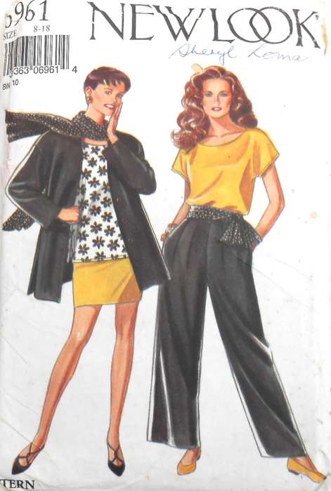NEW LOOK 6961 JACKET-TOP-SKIRT-PANTS-SCARF SIZE 8-18 COMPLETE CUT TO 16