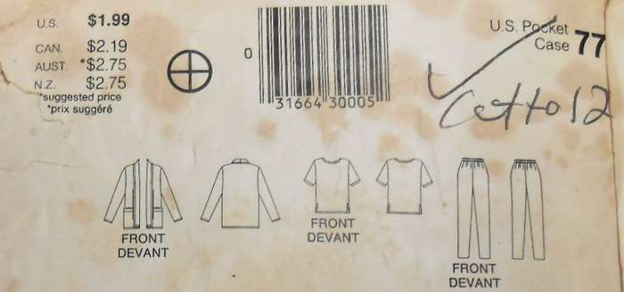 BUTTERICK 5515 JACKET-TOP-PANTS SIZE 8-10-12 COMPLETE CUT TO 12