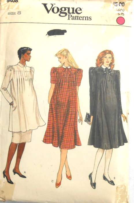 VOGUE 8408 MATERNITY DRESS-TUNIC-SKIRT SIZE 8 COMPLETE