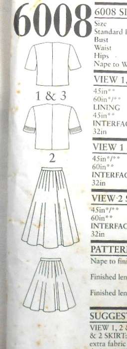 NEW LOOK PATTERNS 6008 SHORT TOP-JACKET-SKIRT SIZE 8-18- COMPLETE-UNCUT-F/FOLDED-PK TORN