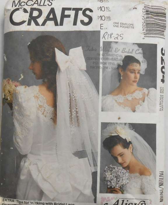 McCALLS CRAFTS 5204 BRIDAL ACCESSORIES - ONE SIZE COMPLETE-PART CUT