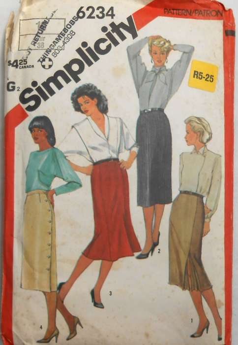 SIMPLICITY 6234 SET OF SLIM SKIRTS SIZE 10 COMPLETE