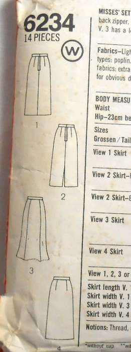 SIMPLICITY 6234 SET OF SLIM SKIRTS SIZE 10 COMPLETE