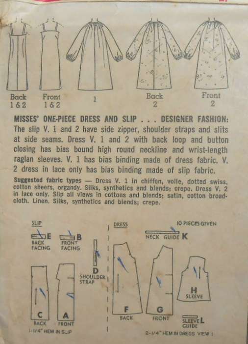 VINTAGE SIMPLICITY 6777 DESIGNER FASHION ONE PIECE DRESS & SLIP SIZE 14 BUST 34-COMPLETE