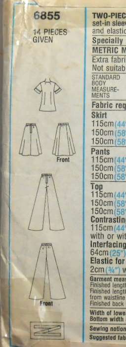 VINTAGE SIMPLICITY 6855 TWO PIECE DRESS OR TOP & PANTS SIZE 141/2 & 16 1/2 BUST 37 & 39-COMPLETE