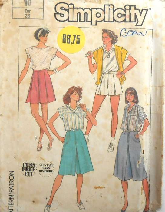 SIMPLICITY 7463 SET OF CULOTTES IN 4 LENGTHS SIZE 10 COMPLETE-NO SEWING INSTRUCTIONS SUPPLIED