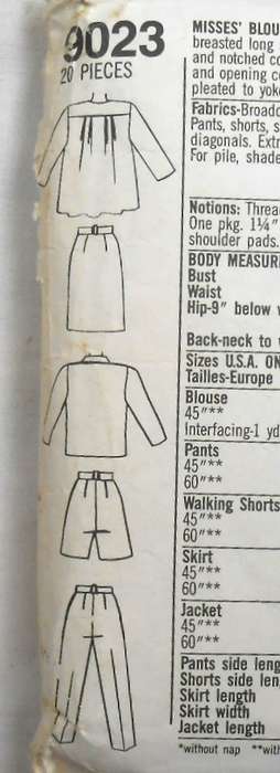 SIMPLICITY 9023 BLOUSE-PANTS-WALKING SHORTS-SKIRT-UNLINED JACKET SIZE 10-16 COMPLETE-CUT TO 10