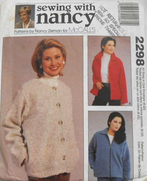McCALLS 2298 UNLINED JACKET SIZE S-XL (8-22) COMPLETE-CUT TO MEDIUM 12-14