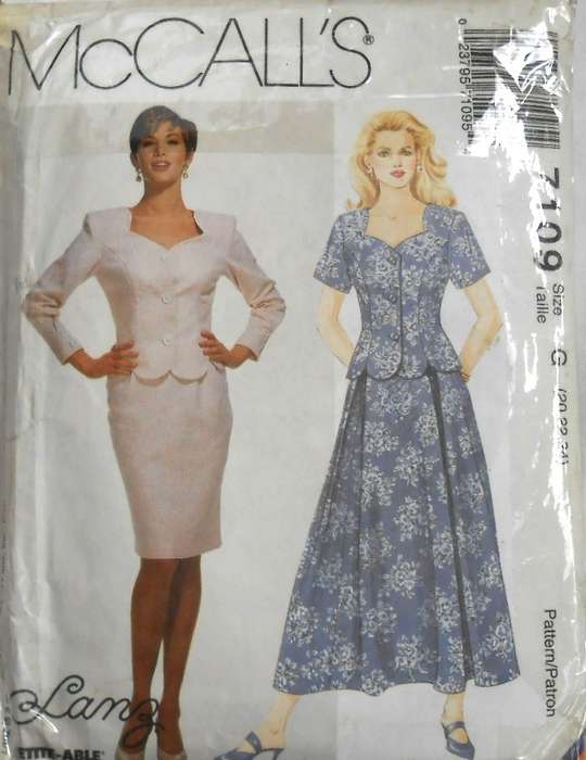 McCALLS 7109 UNLINED JACKET & SKIRT IN 2 LENGTHS- SIZE 20-22-24 COMPLETE CUT TO 20