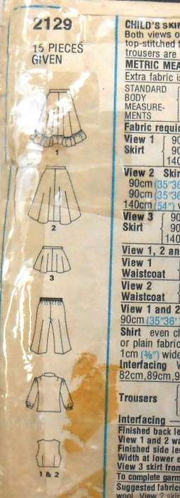 VINTAGE STYLE 2129 KID SKIRT-WAISTCOAT-SHIRT-PANTS SIZE 2 YEARS CHEST 53 C WAISTBAND IS NOT SUPPLIED