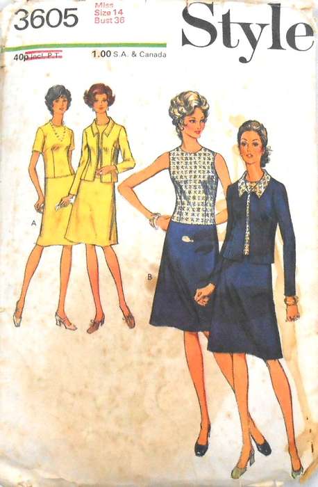 VINTAGE STYLE 3605 DRESS & JACKET SIZE 14 BUST 36 COMPLETE
