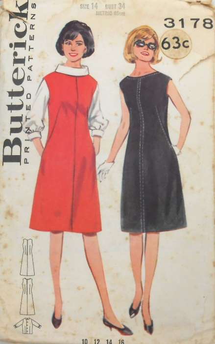 VINTAGE BUTTERICK 3178 PINAFORE-DRESS-BLOUSE SIZE 14 BUST 34 COMPLETE