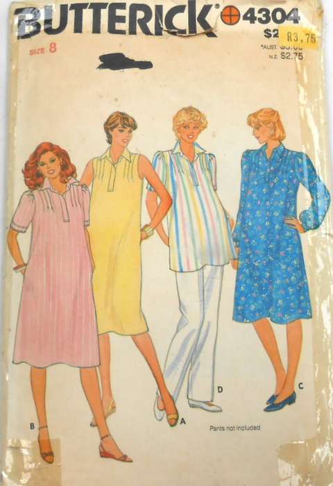 BUTTERICK 4304 MATERNITY DRESS & TUNIC SIZE 8 COMPLETE