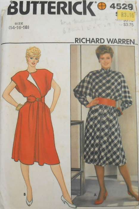 BUTTERICK 4529 LOOSE FITTING DRESS & BELT SIZE 14-16-18 COMPLETE