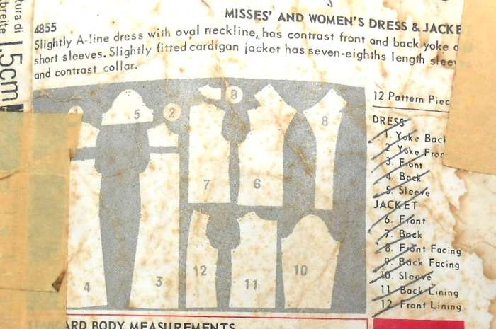 VINTAGE BUTTERICK 4855 DRESS & JACKET SIZE 14 BUST 34 COMPLETE-NO SEWING INSTRUCTIONS SUPPLIED