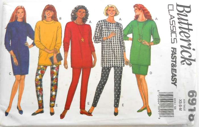 BUTTERICK 6918 DRESS-TOP-SKIRT-TAPERED PANTS SIZE XS-S-M (6-14) COMPLETE-CUT TO S (8-10)