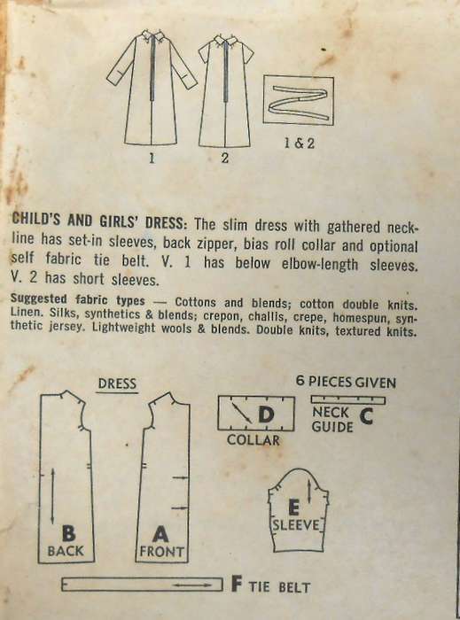 VINTAGE SIMPLICITY 7184 GIRLS DRESS- SIZE 8 YEARS BREAST 26" COMPLETE