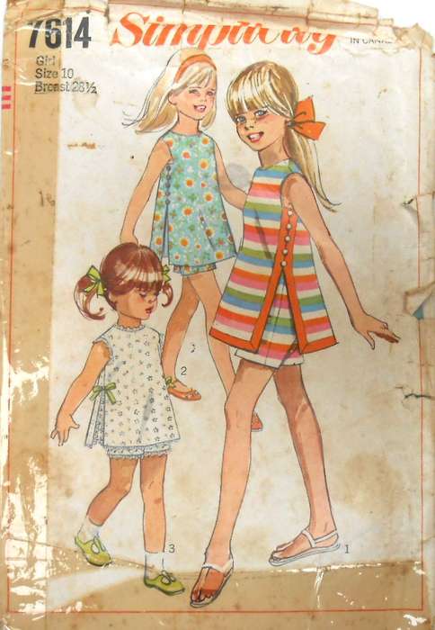 VINTAGE SIMPLICITY 7614 GIRLS DRESS- SIZE 10 YEARS BREAST 28 1/2" -NO SHORTS SUPPLIED