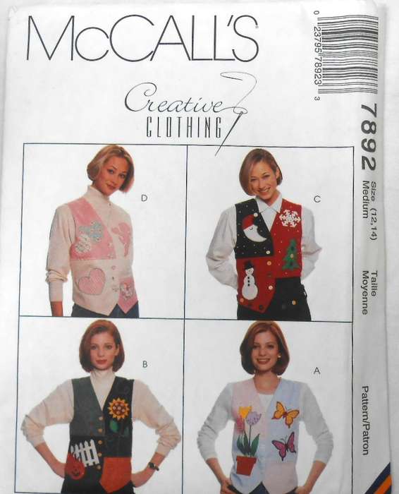 McCall's 7892 LINED WAISTCOATS SIZE MEDIUM 12-14 COMPLETE-UNCUT-F/FOLDED