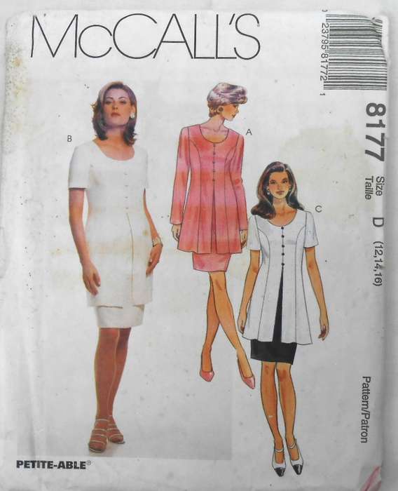 McCall's 8177 MOCK DRESS SIZE 12-14-16 COMPLETE-CUT TO 12
