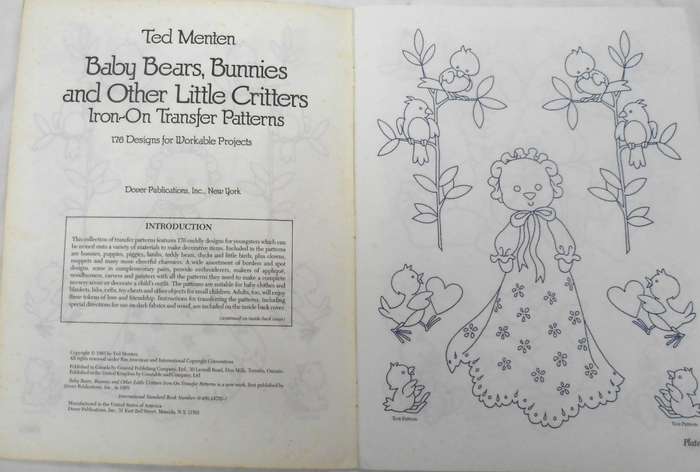 BABY BEARS, BUNNIES & OTHER LITTLE CRITTERS -176 DESIGNS-IRON ON TRANSFER PATTERNS BY TED MENTEN