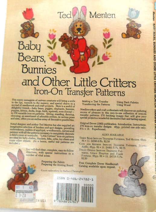 BABY BEARS, BUNNIES & OTHER LITTLE CRITTERS -176 DESIGNS-IRON ON TRANSFER PATTERNS BY TED MENTEN